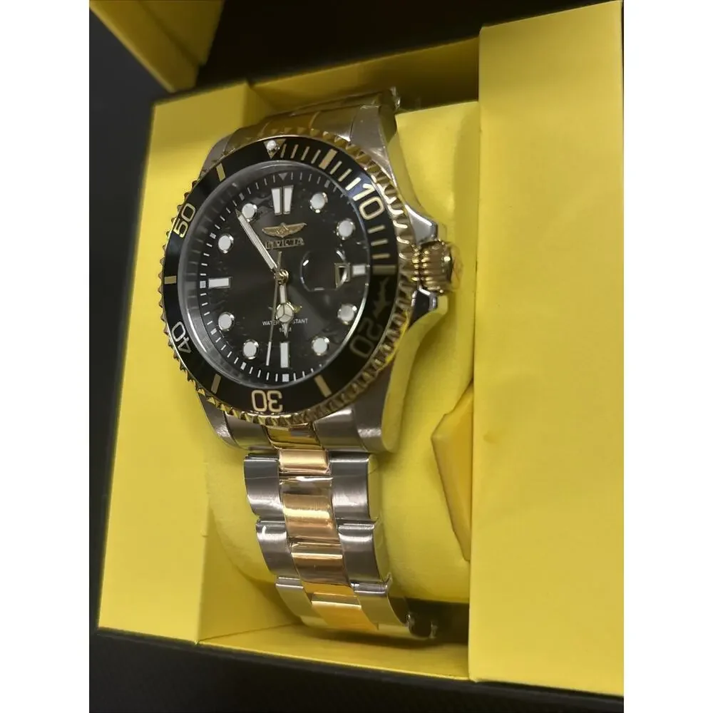 Men’s Invicta Pro Diver Currentwave 43M Steel Gold Black Dial New 30023